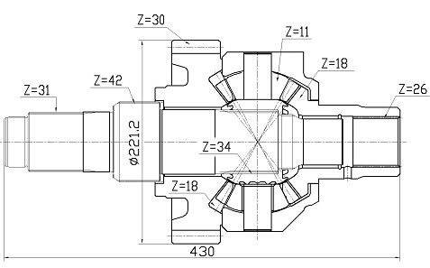 Komplette differenziale Versammlungs-Zwischenachse 343 MERCEDES-BENZ 350 1023