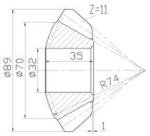 Linker Druck-Winkel 346 des Handkohlenstoffstahl-gerader Kegelradgetriebe-20 353 1014